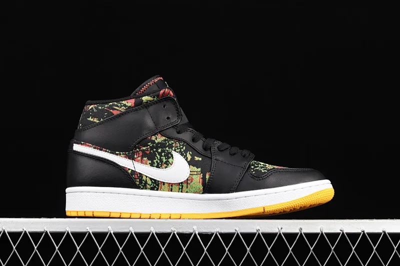 All categories Air Jordan Jordan series basketball shoes Air Jordan 1 Mid Air Jordan 1 Mid SE AJ1 Joe 1 floral black China basketball shoes 555112-003